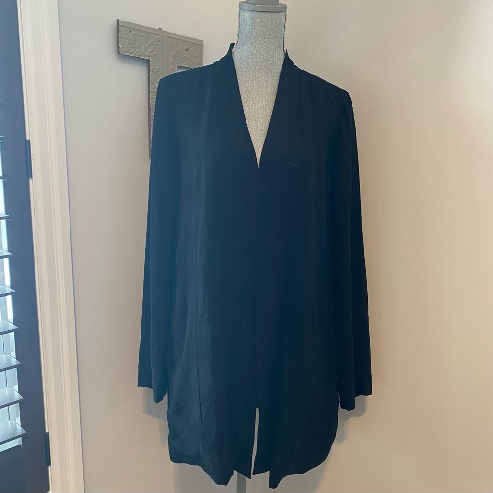 Eileen Fisher 100% silk open cardigan | black